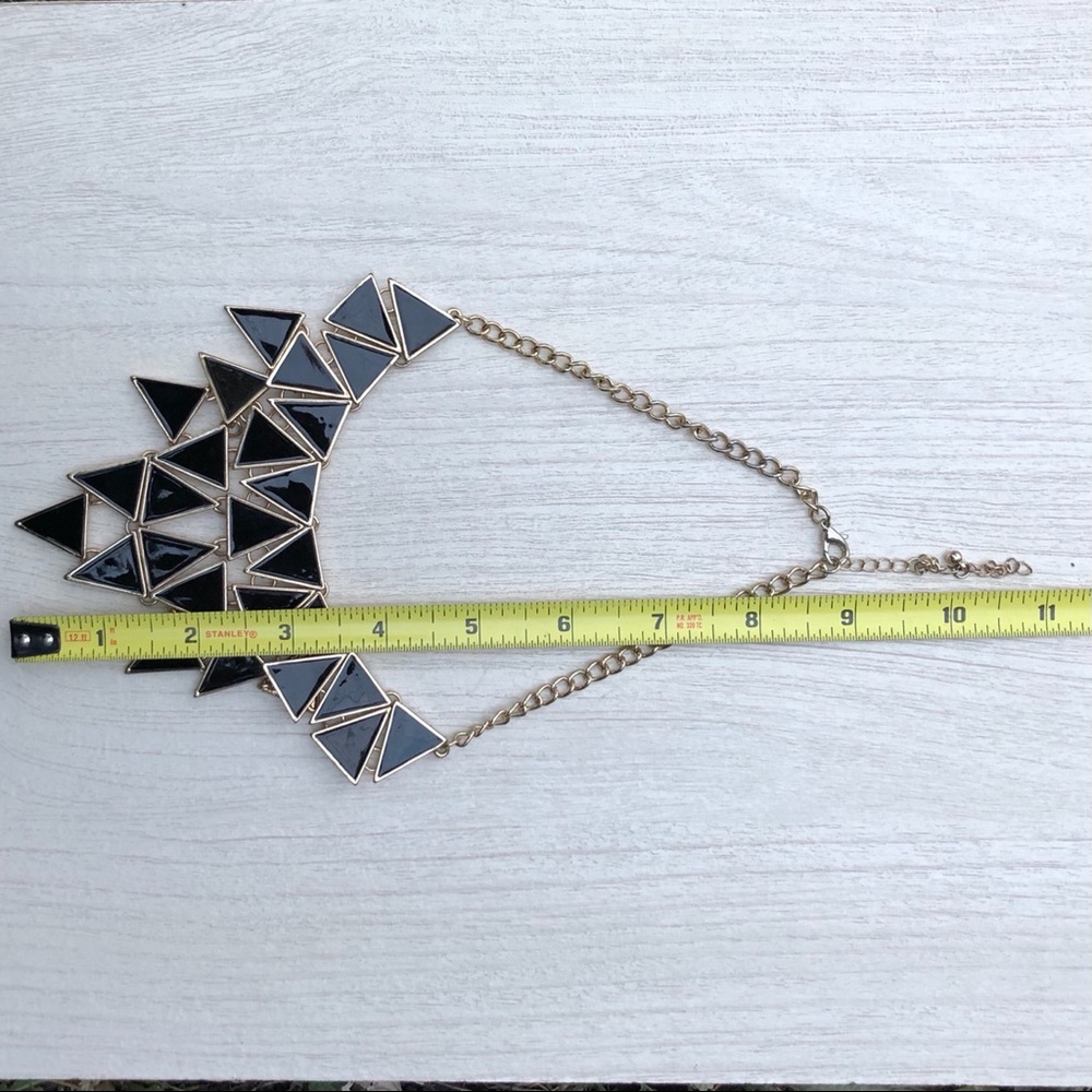 Black Geometric Statement Necklace - image 7
